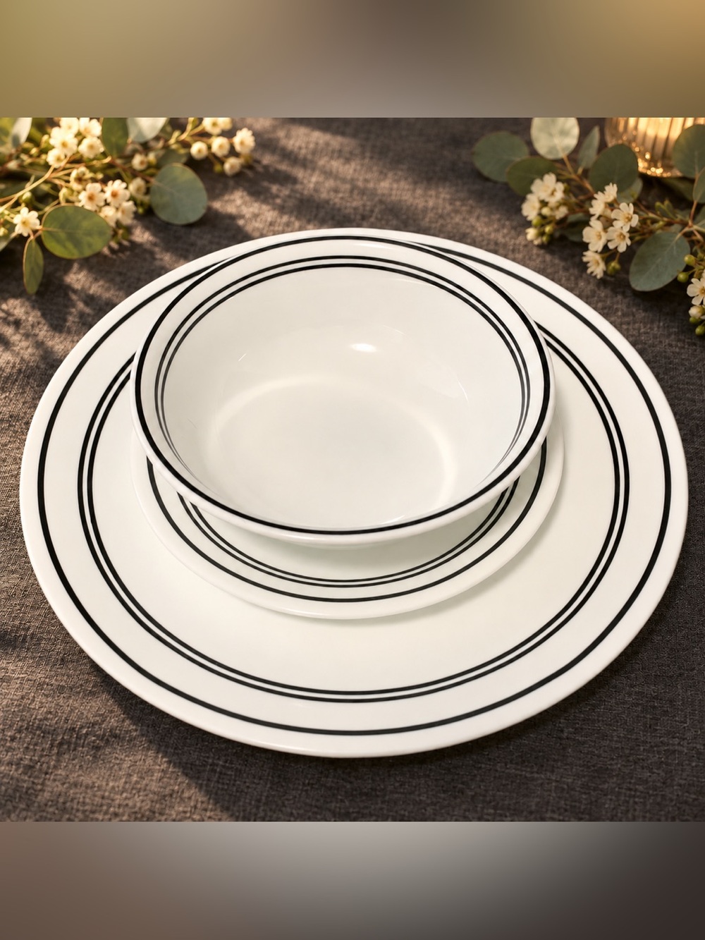 🔍Corelle Classic Café Black (3)-Piece Place Setting